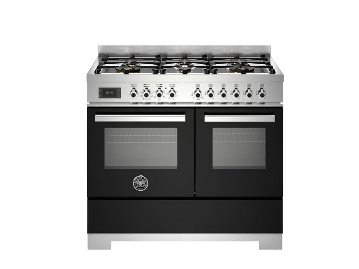 bertazzoni professional series range cooker 100cm in black with stianless accents