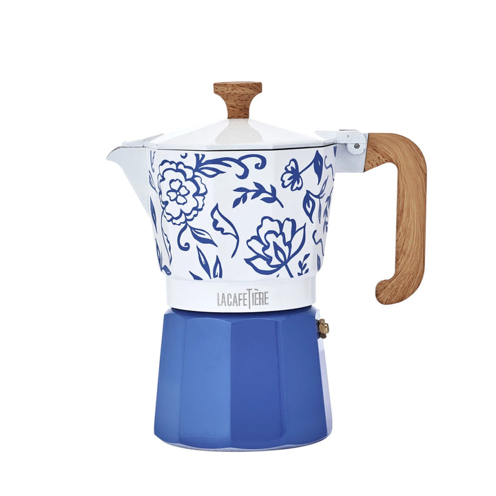 Venice 6 Cup Espresso Maker in Blu Fiorato