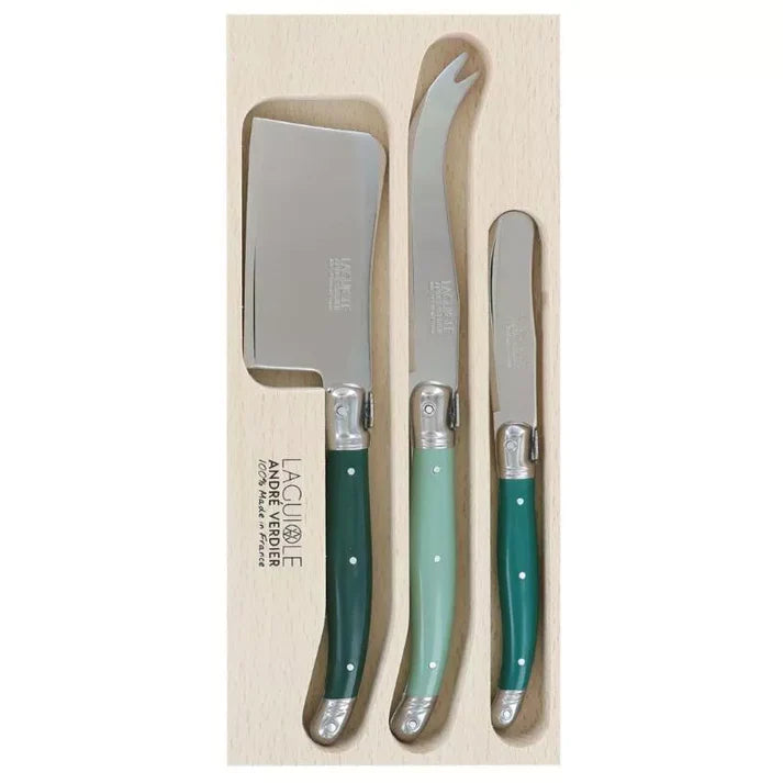 Cheese Knife, Cleaver & Butter Knife Set in Green