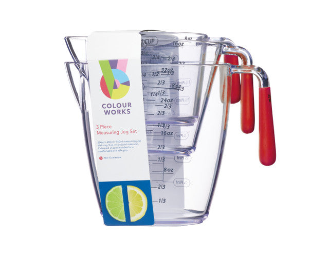 3 Piece Red Acrylic Measuring Jug Set