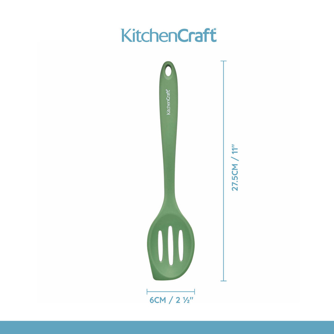 Silicone Slotted Mixing Spoon in Green