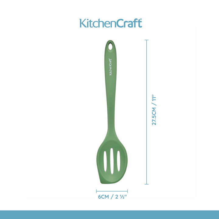 Silicone Slotted Mixing Spoon in Green
