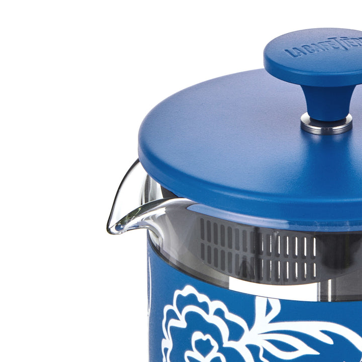 La Cafetière Pisa 8 Cup 1L Stainless Steel Cafetiere in Blu Fiorato