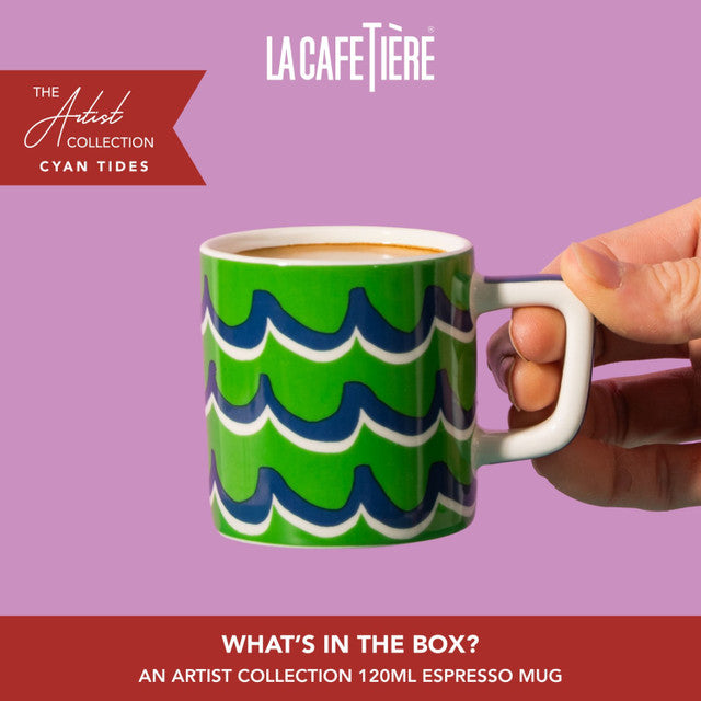 La Cafetière Ceramic Espresso Cup in Green Cyan Tides