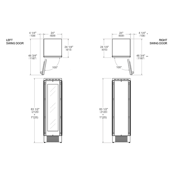 Bertazzoni Professional Series - 60cm Built-in Wine Column Panel Ready