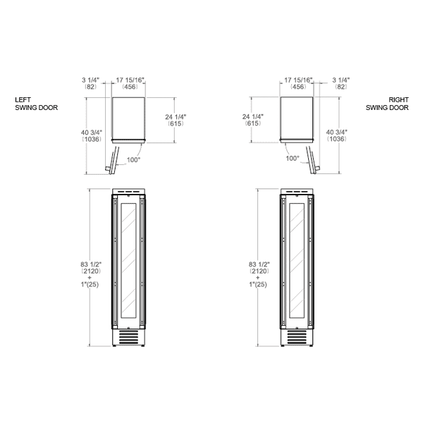 Bertazzoni Professional Series - 45cm Built-in Wine Column Panel Ready