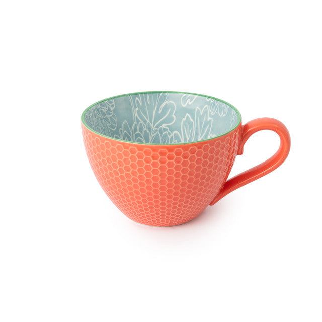 Orange Floral Stoneware Mug