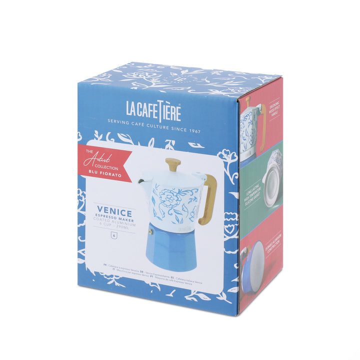 Venice 6 Cup Espresso Maker in Blu Fiorato