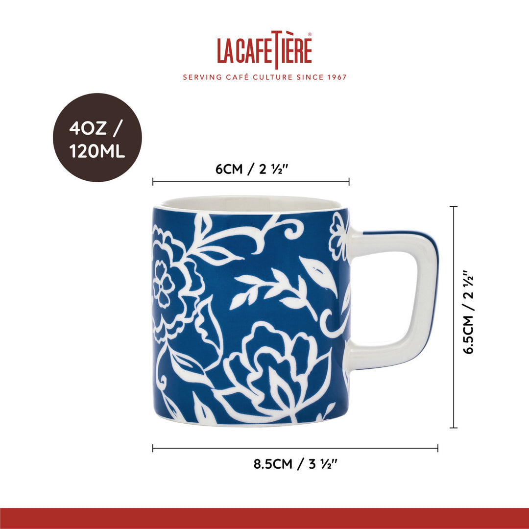 La Cafetière Ceramic Espresso Cup in Blue Blu Fiorato