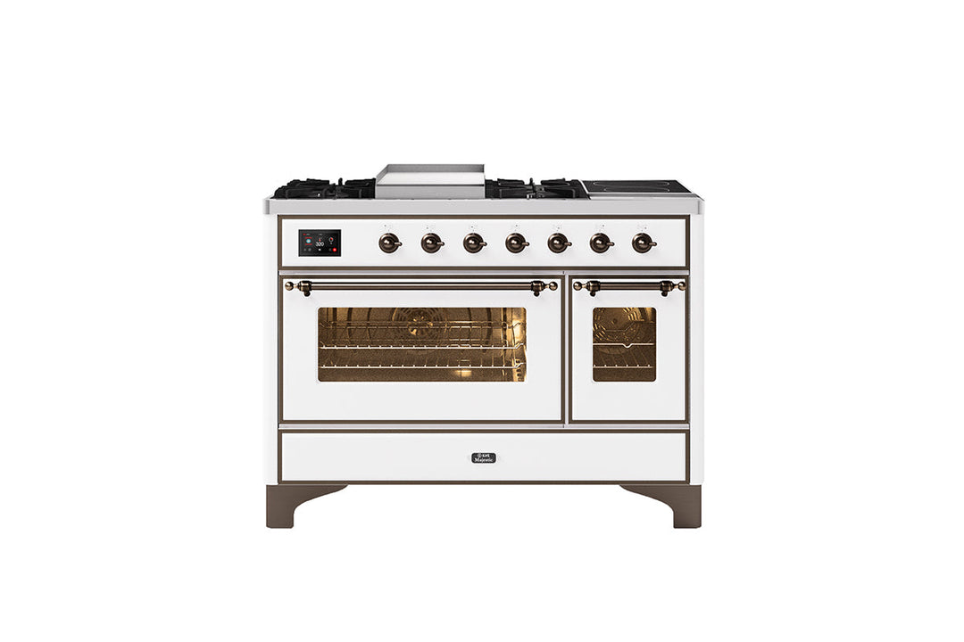 ILVE 120cm Majestic Milano Fry Top with 2 Zone Induction Double Oven Dual Fuel Range Cooker