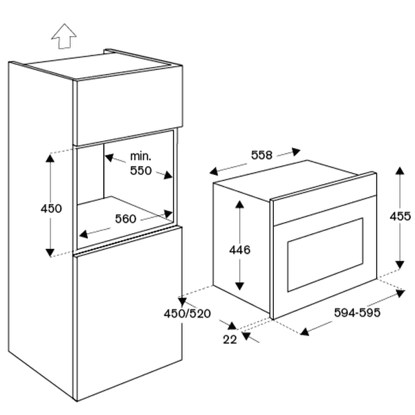 Bertazzoni Heritage combi-microwave oven dimensions