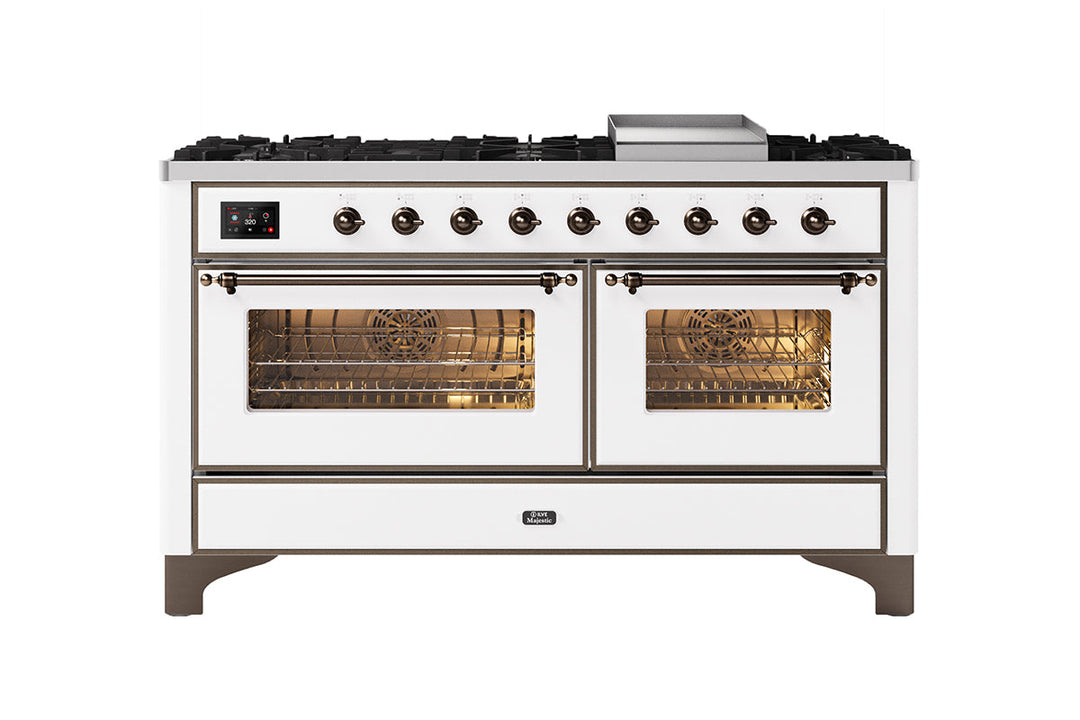 ILVE 150cm Majestic Milano Fry Top Double Oven Dual Fuel Range Cooker
