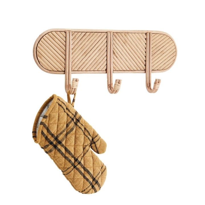 Rattan Three Hook Coat Rack