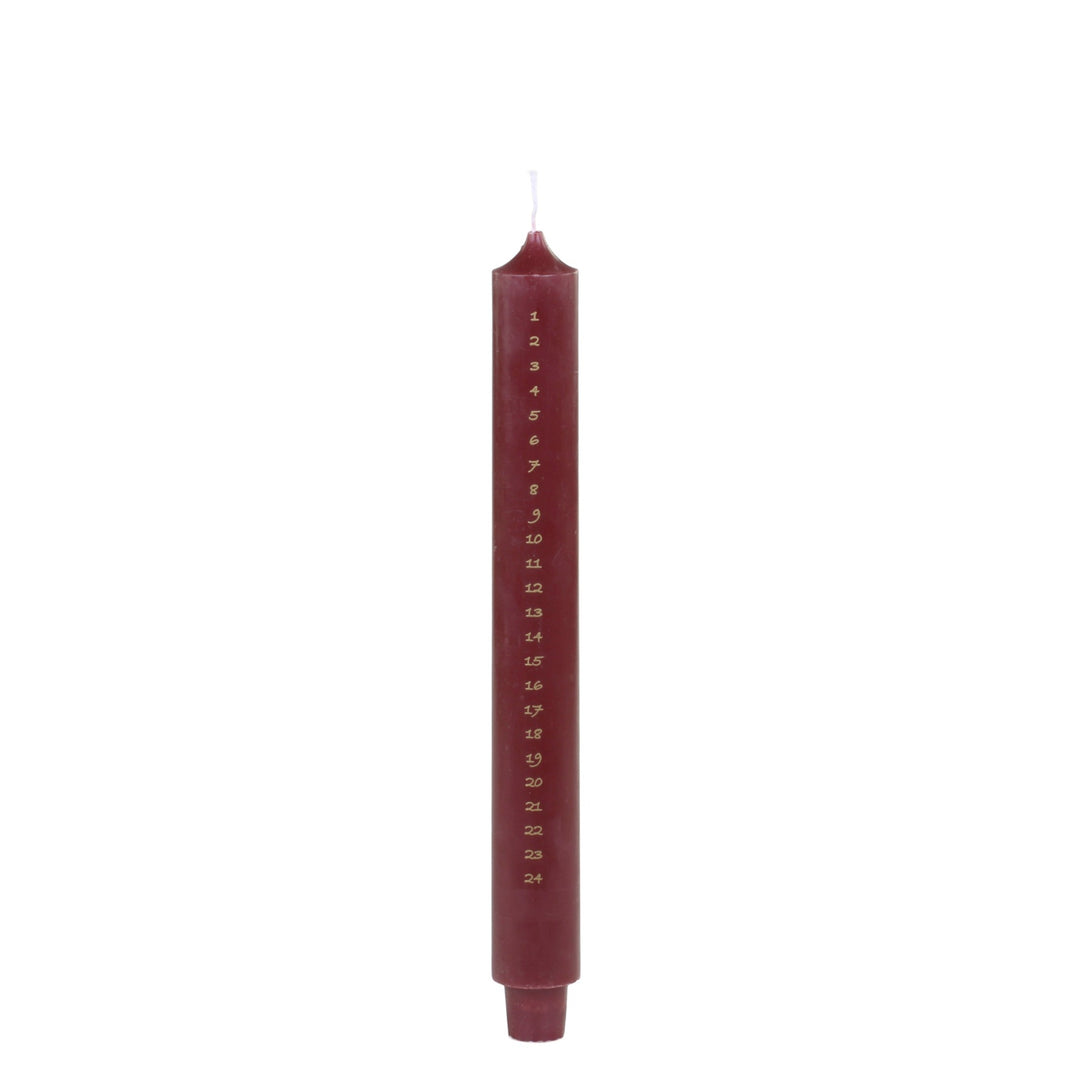 Christmas Advent Candle in Antique Cherry and Gold