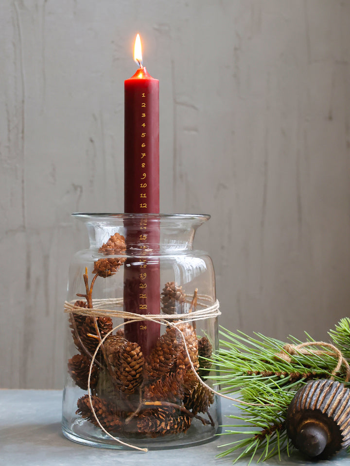 Christmas Advent Candle in Antique Cherry and Gold