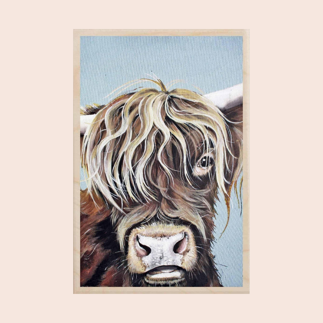 Wooden Postcard: Highland Cow