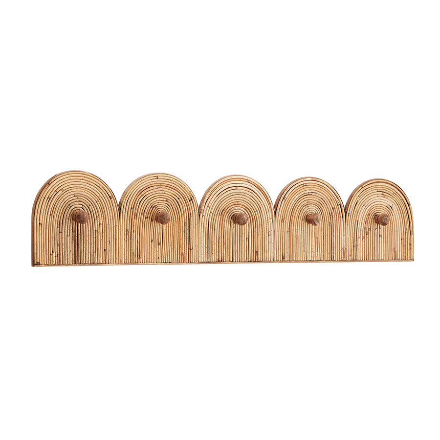 Rattan Five Hook Coat Rack