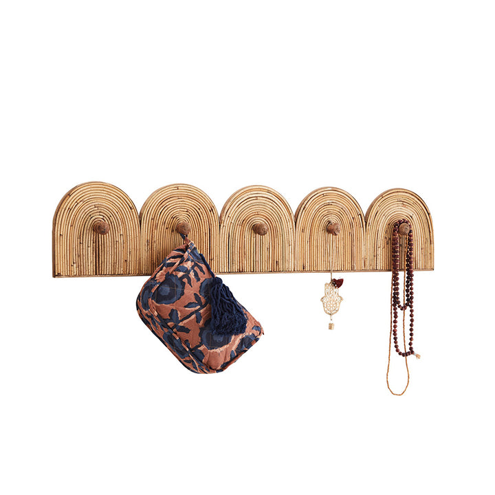 Rattan Five Hook Coat Rack
