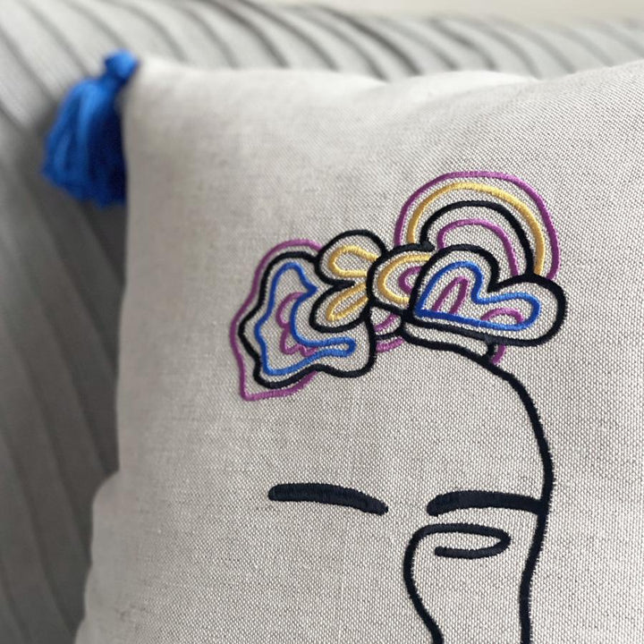Frida Embroidered Cushion Cover
