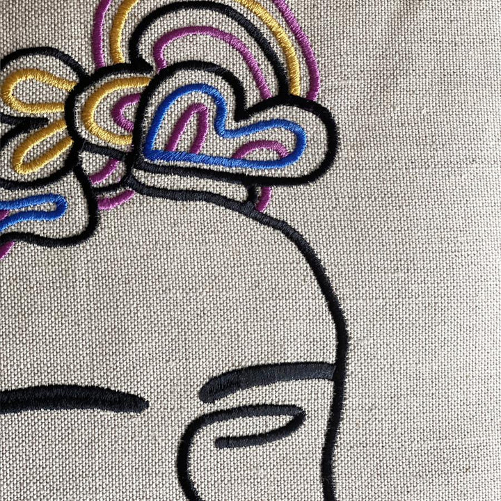 Frida Embroidered Cushion Cover