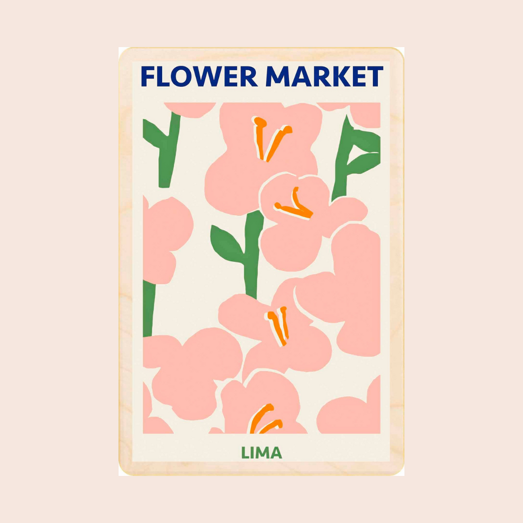 Wooden Postcard: Lima Flower Market