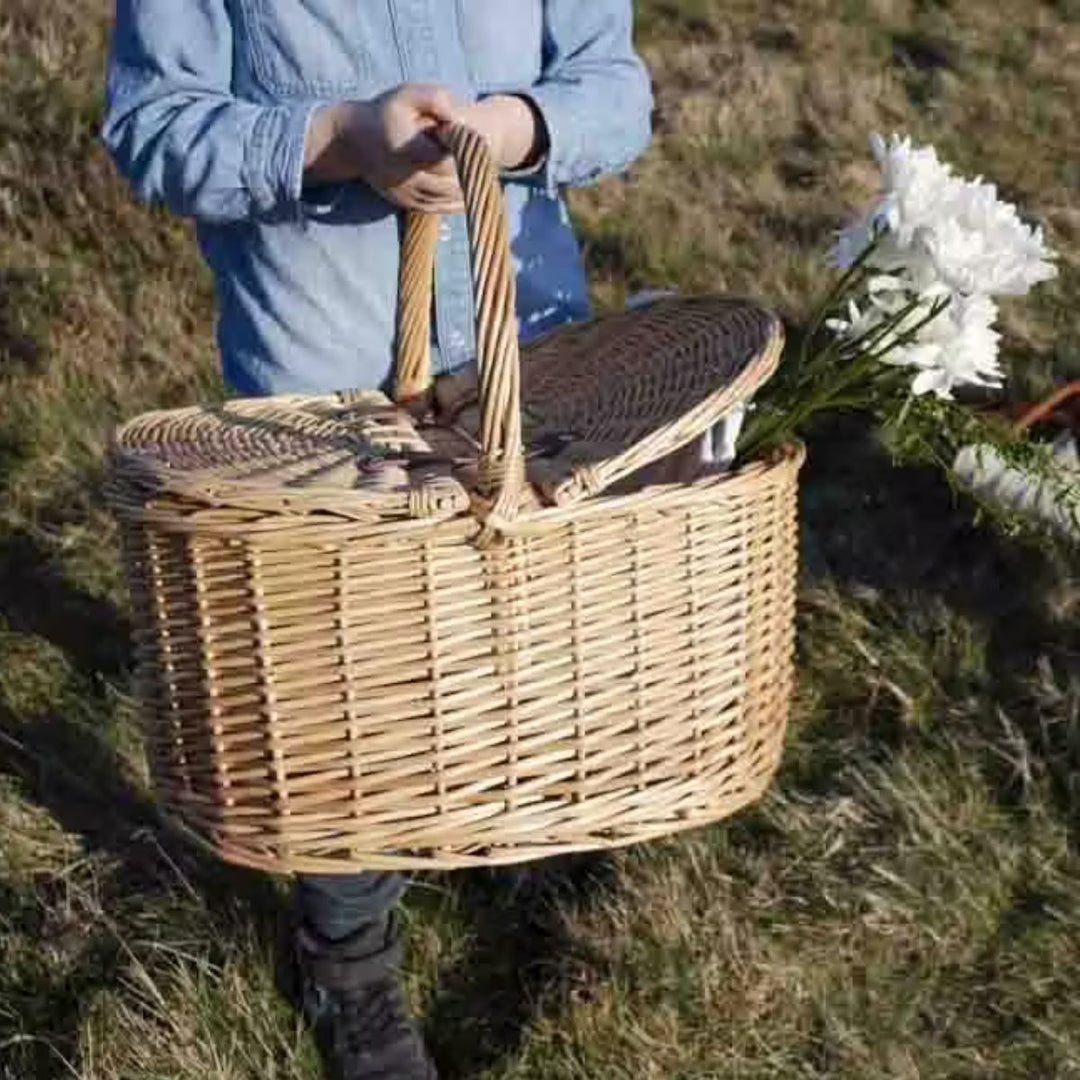 Luxury Handwoven Picnic Basket with Leather Details