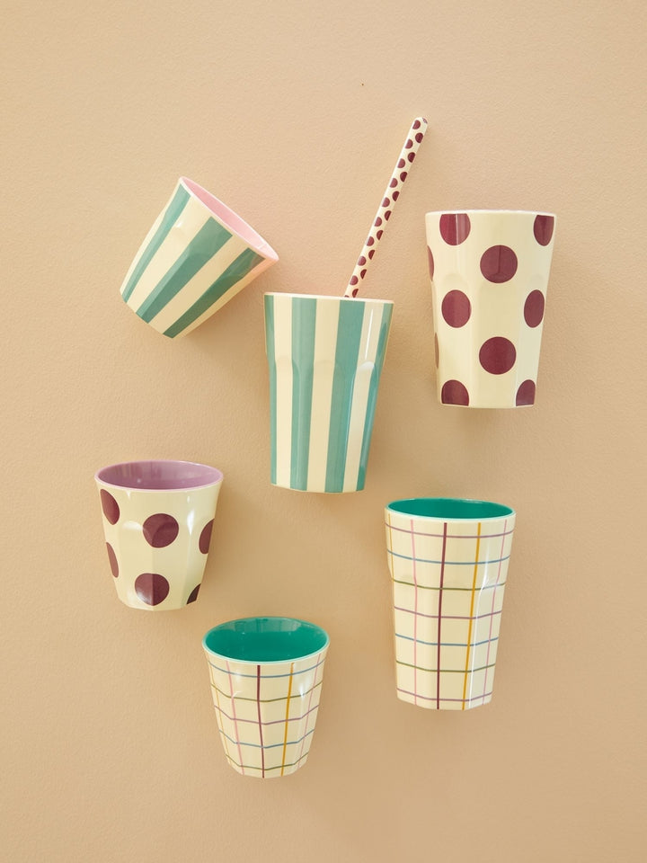 Tall Melamine Cup - Checked