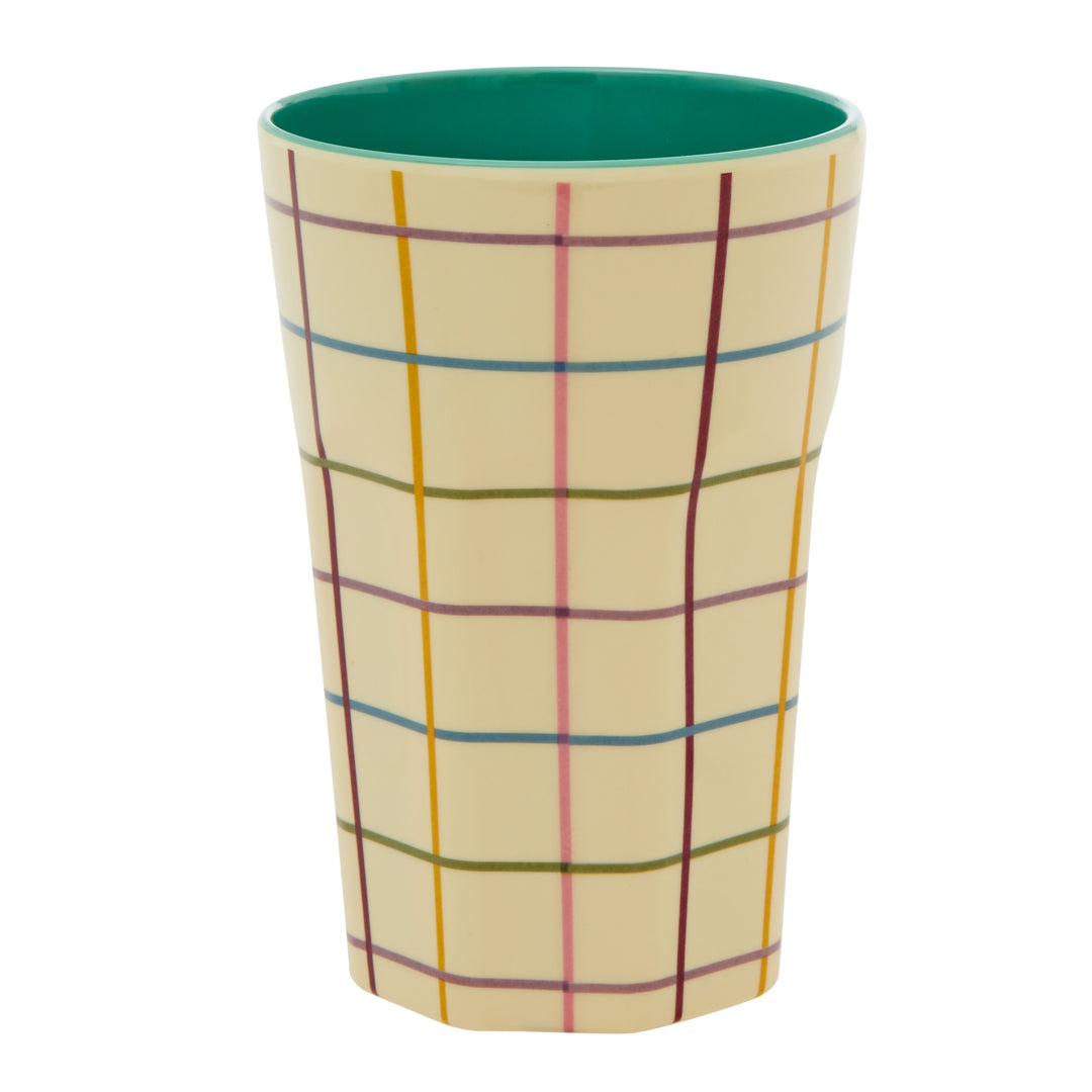 Tall Melamine Cup - Checked