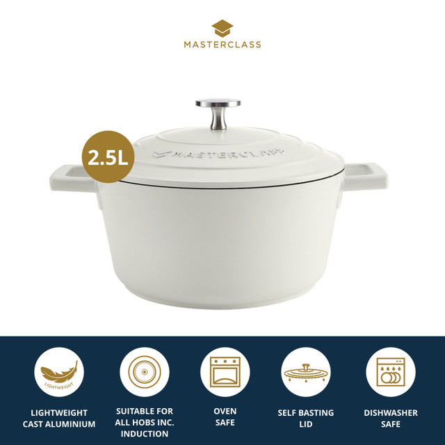 Cast Aluminium Cream Casserole Dish | 2.5L Capacity