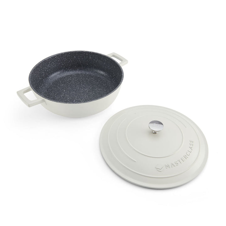 Cast Aluminium Cream Shallow Casserole Dish | 4L Capacity