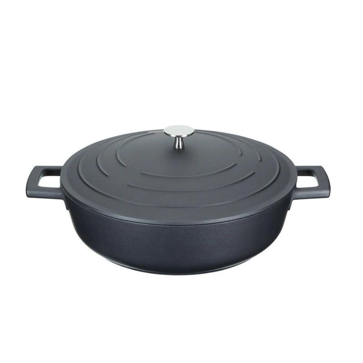 Cast Aluminium Black Shallow Casserole Dish | 4L Capacity