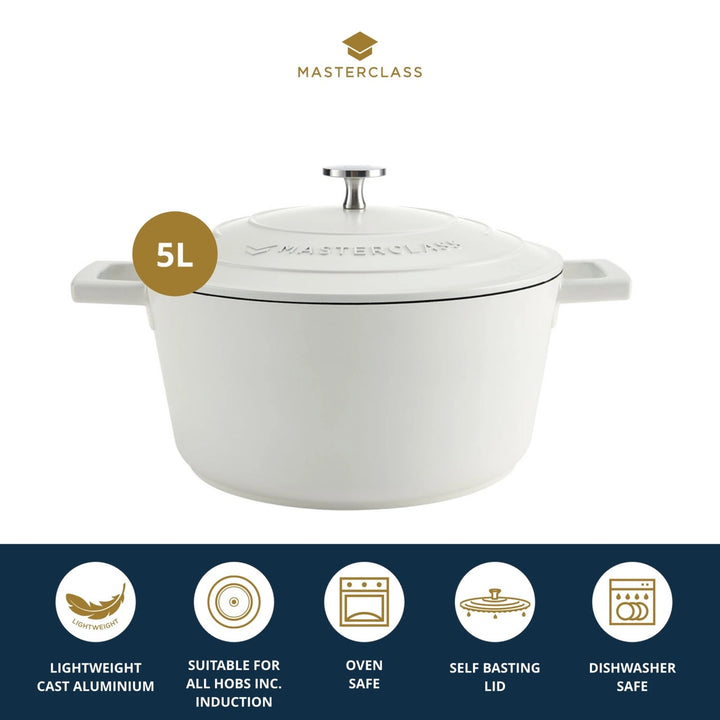 Cast Aluminium Cream Casserole Dish | 5L Capacity