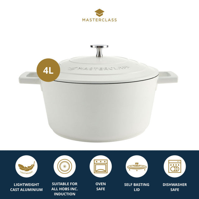 Cast Aluminium Cream Casserole Dish | 4L Capacity