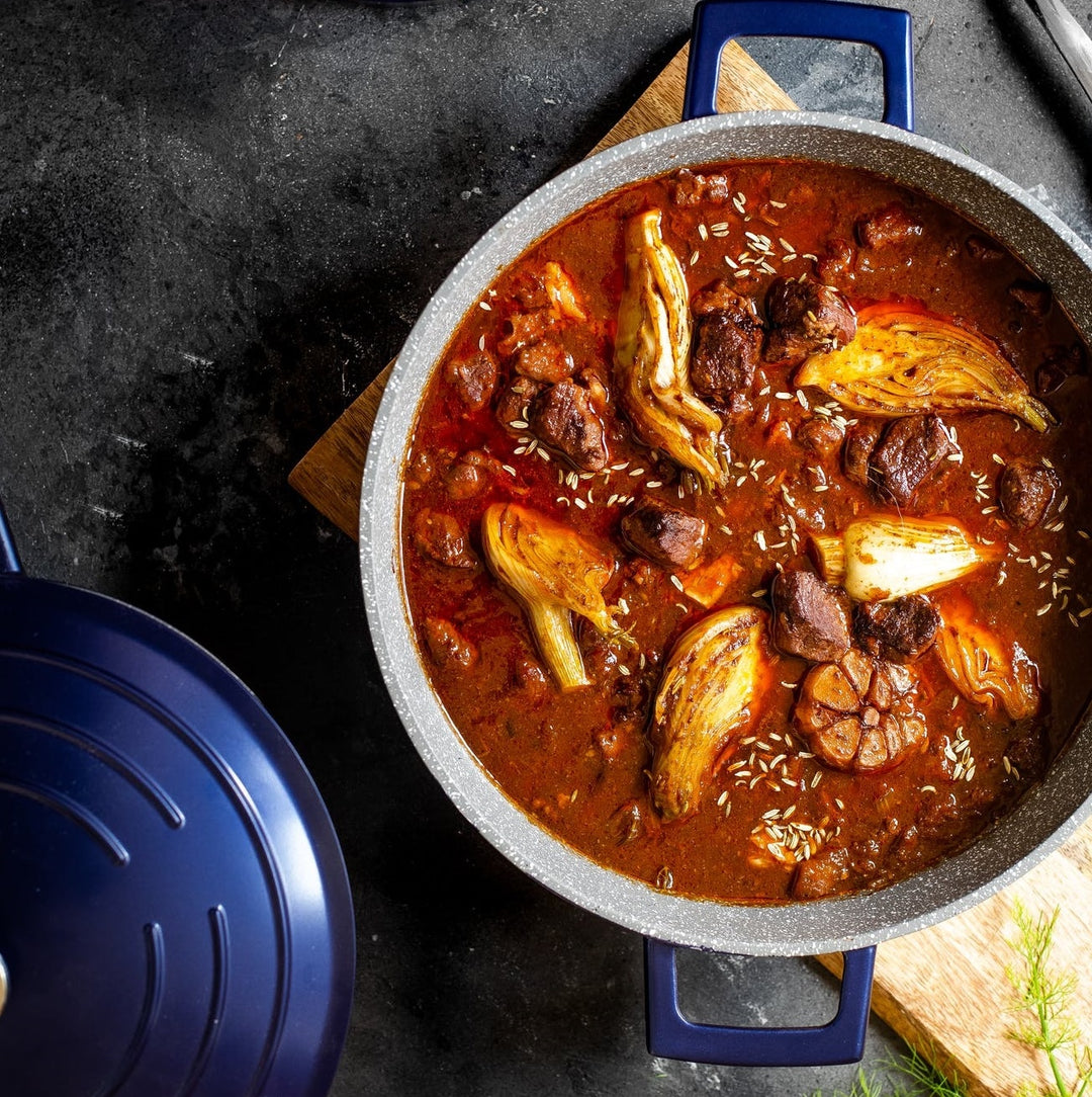 Cast Aluminium Metallic Blue Casserole Dish | 4L Capacity