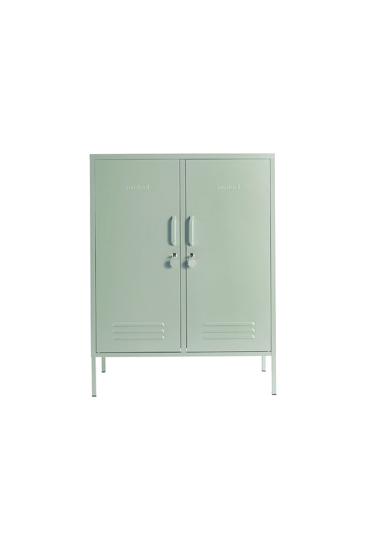 Mustard Made The Midi Locker in sage infront of white background