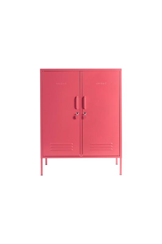 Mustard Made The Midi Locker in berry infront of a white background with the doors closed