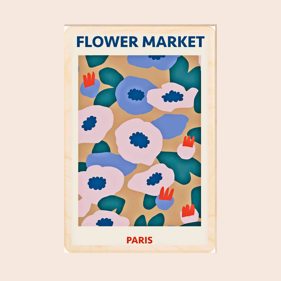 Wooden Postcard: Paris Flower Market