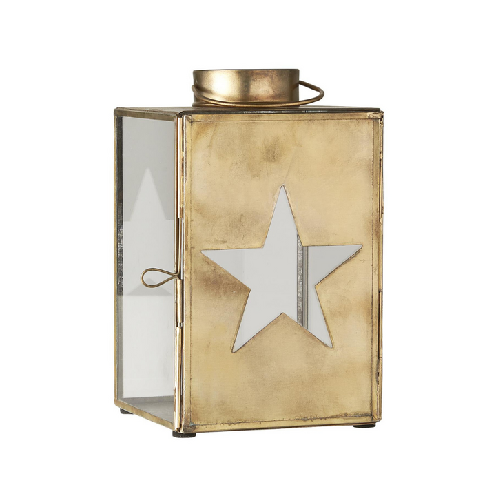 Short Brass Lantern with Star