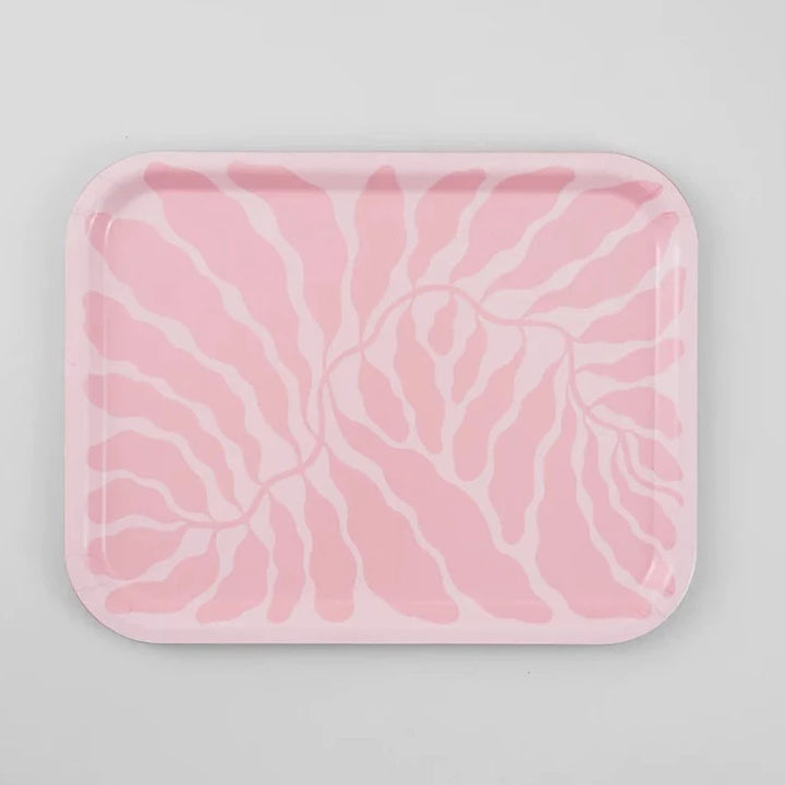 Rectangular Leaves Tray in Pink