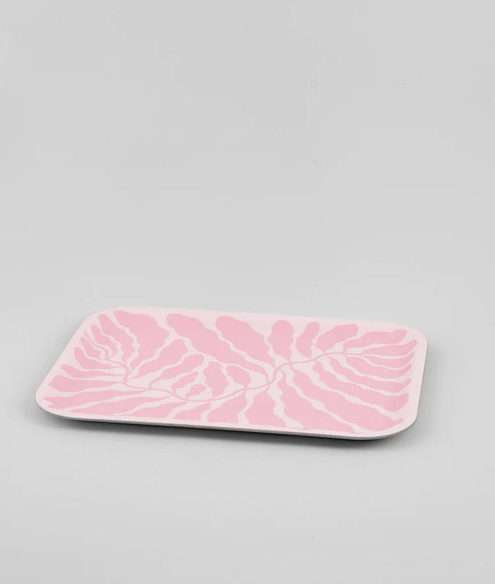 Rectangular Leaves Tray in Pink