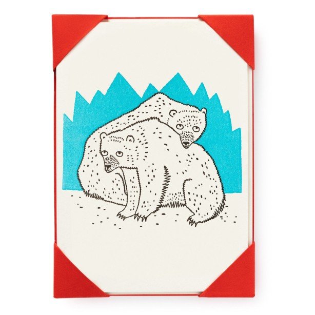 Letterpress Polar Bear - Pack of 5 Cards