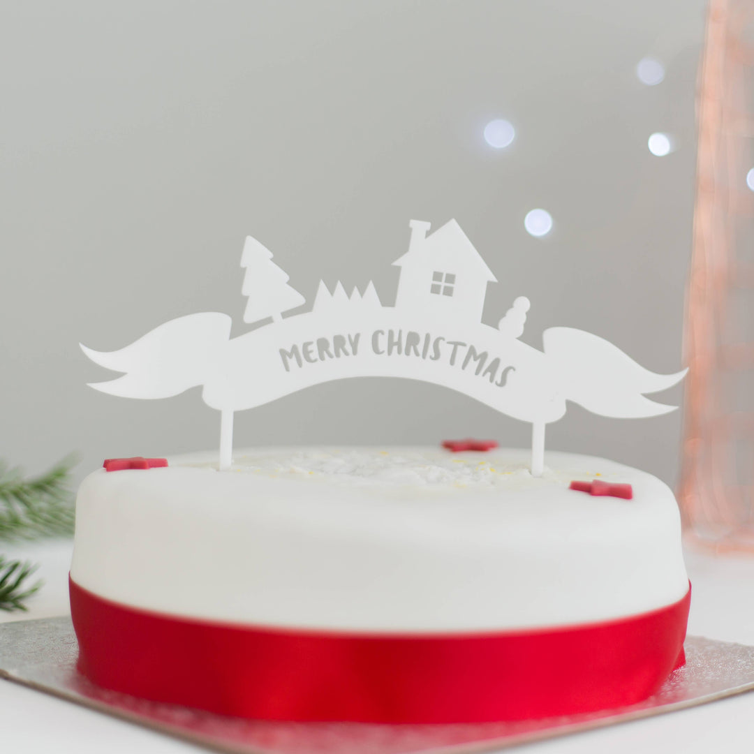 Christmas Cake Topper in White