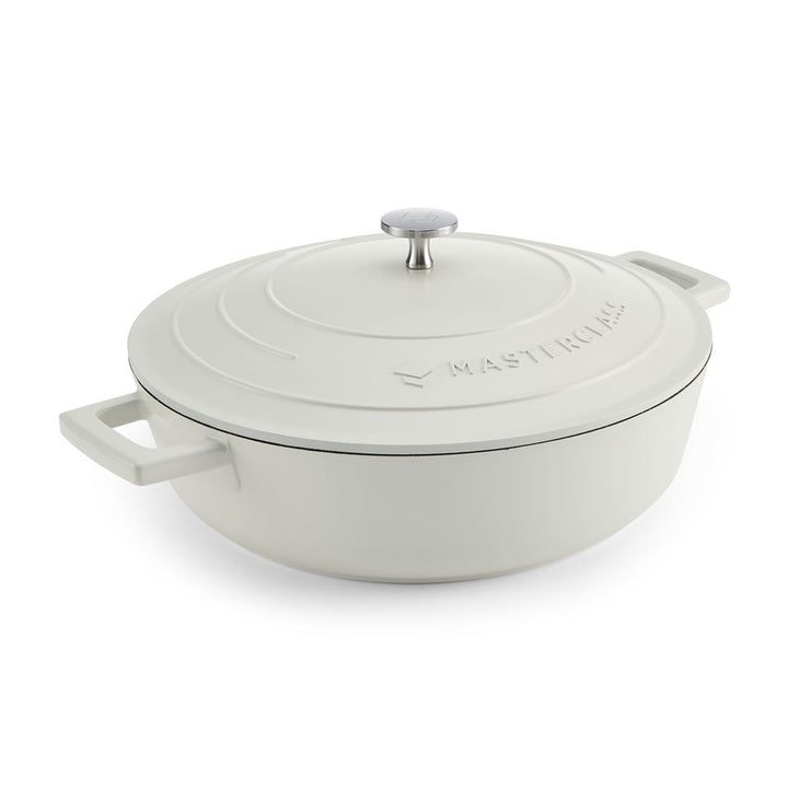 Cast Aluminium Cream Shallow Casserole Dish | 4L Capacity