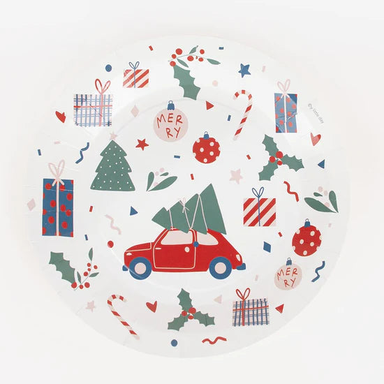 Christmas Car Paper Plates