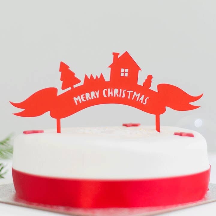 Christmas Cake Topper in Red