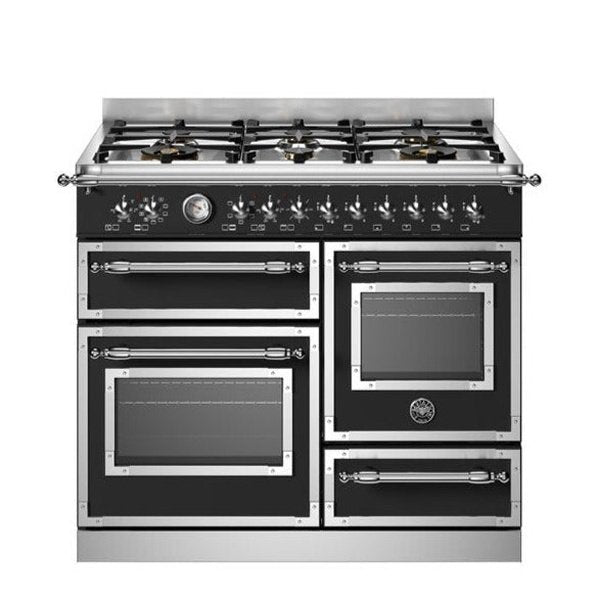 Bertazzoni heritage series 6-burner electric triple oven in black