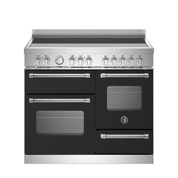 Bertazzoni Master Series - 100 cm induction top electric triple oven in black with silver top and handles