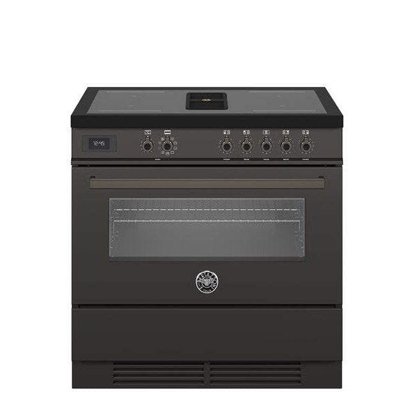 Bertazzoni Professional Series - 90 cm Air-Tec cooker with induction top and integrated hood, electronic oven in carbonio 