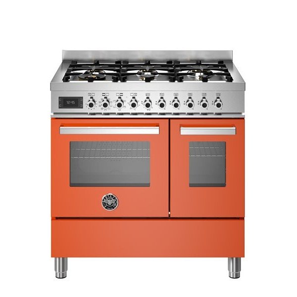 Bertazzoni Professional Series - 90 cm 6-burner electric double oven in orange