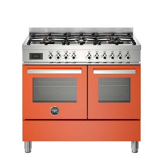 bertazzoni professional range cooker in orange